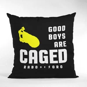 pornhint Pornhint Good Boys are CAGED Gay Men's BDSM Fetish Black Cushion cover with Cock Cage design