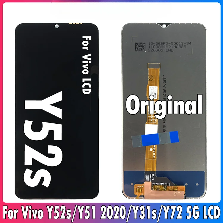 Original For Vivo Y52s Y53s Y31 Y51(2020) Y31S Y35 LCD Display Touch Screen Digitizer Assembly For Vivo Y72 5G LCD Replacement