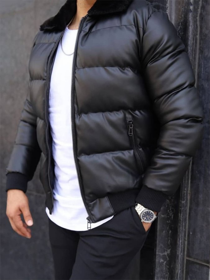 Men's Black Casual Short Down Coats