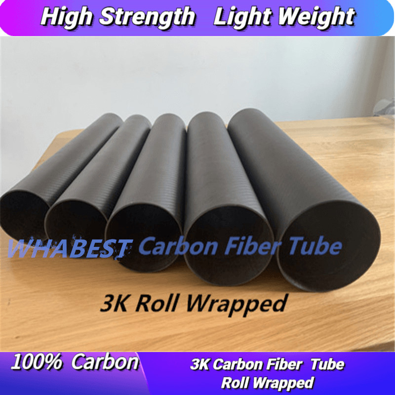 OD 42mm 44 46 48 50 60 64 80 84 90 94 40 104 114mm X Length 1000MM 100% Roll Wrapped Carbon Fiber Tube 3K Tubing/Shaft