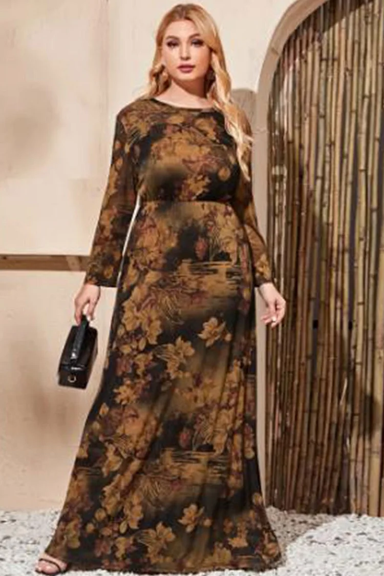 Floral Print Pockets Vintage Dress P11896