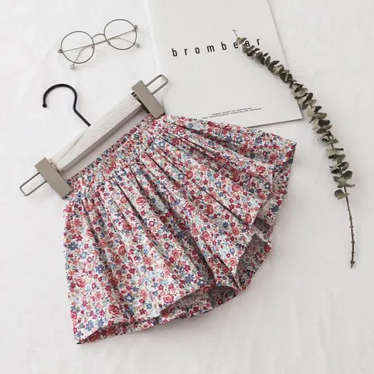 【18M-8Y】Girls' Cute Ditsy Floral Daisy Shorts