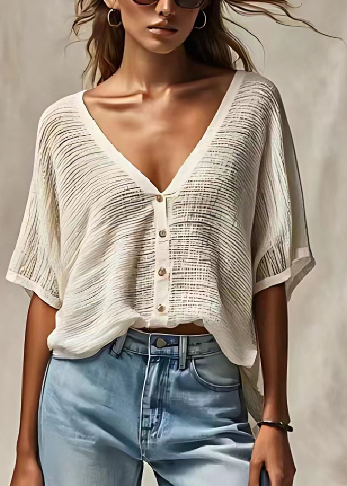 Valentina Cotton Core V Neck Tank in White
