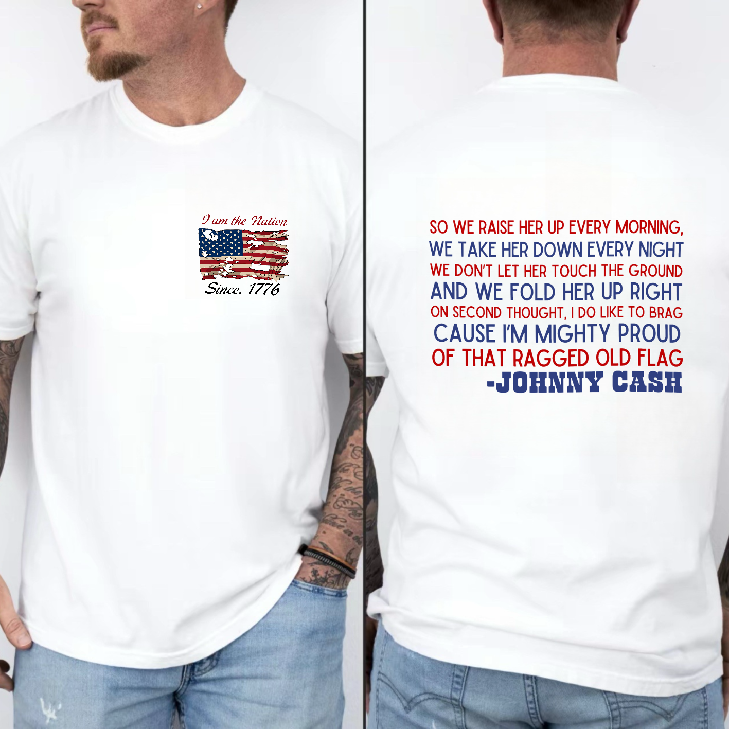 Johnny Cash Ragged Old Flag Tee For Men