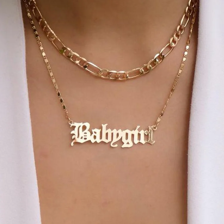 Nz1364 Ornament Simple Fashion English Babygirl Letter Necklace Personality Double Layer Female