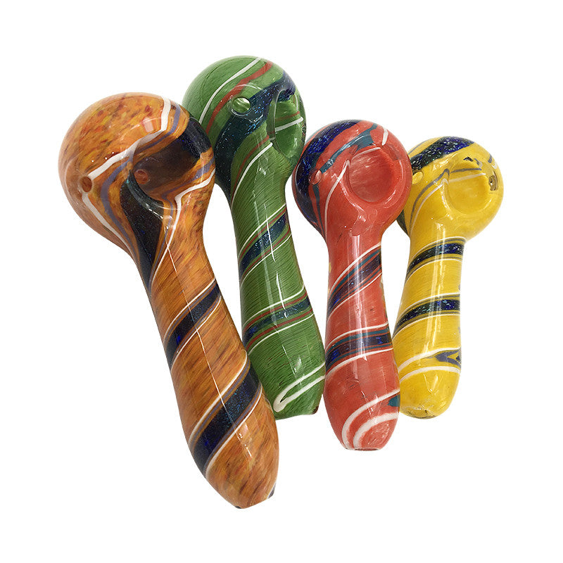 Orange Spoon Pipe Black Spiral Stripe Spoon Pipe