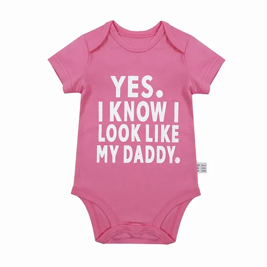 【0M-24M】Adorable Baby Bodysuit With "Yes, I Know I Look Like My Daddy" Print