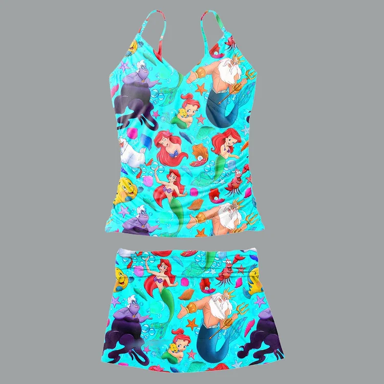 Mermaid Allover Pattern Cami & Skirt Swimwear 2Pcs Set [Pre-Order]