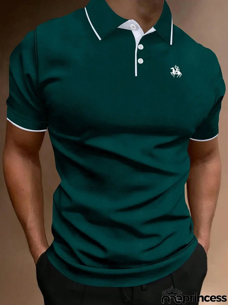 Men Fashion Casual Basic Lapel Plus Size Polo Short Sleeve T-Shirt