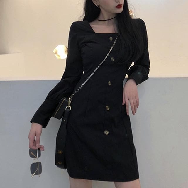 Black Skinny Long Sleeve Dress SP14183