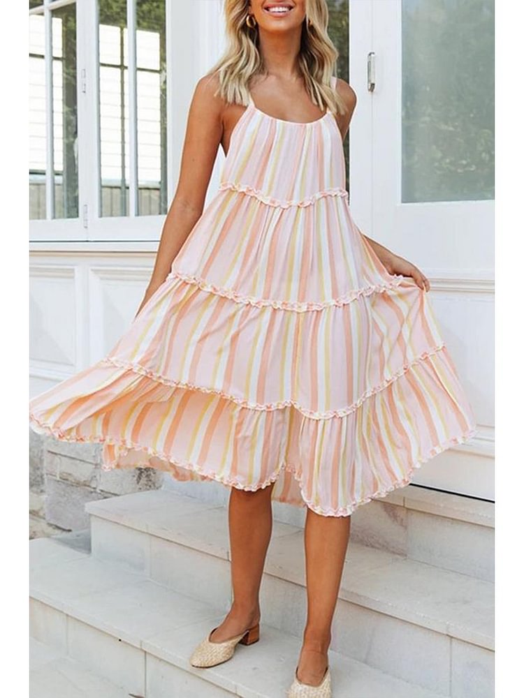 Elegant Solid Color Sling Dress P11408