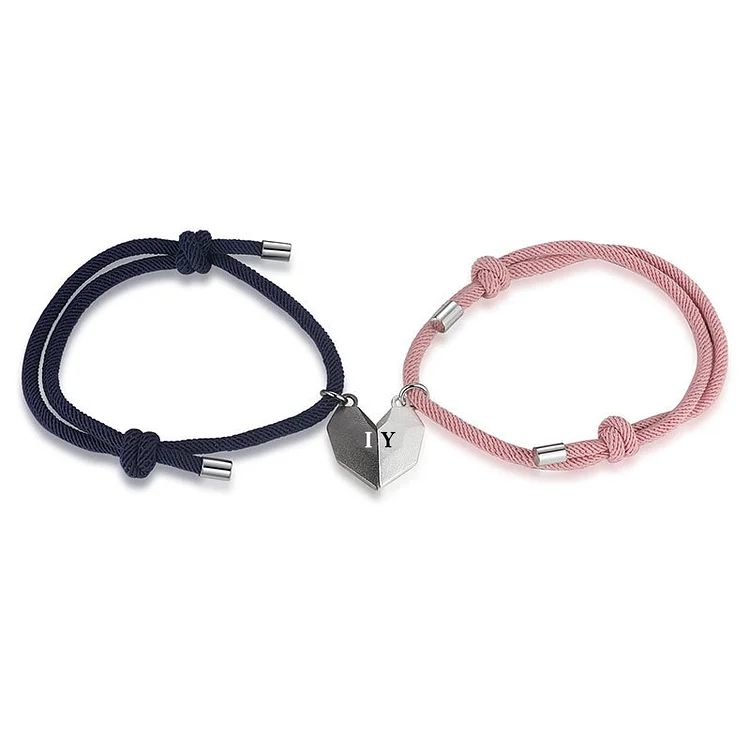 Personalized Two Souls One Heart Bracelet Couple Magnetic Bracelet Set