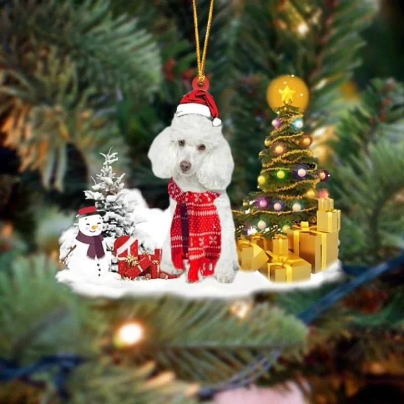 VigorDaily White Poodle Christmas Ornament SM052