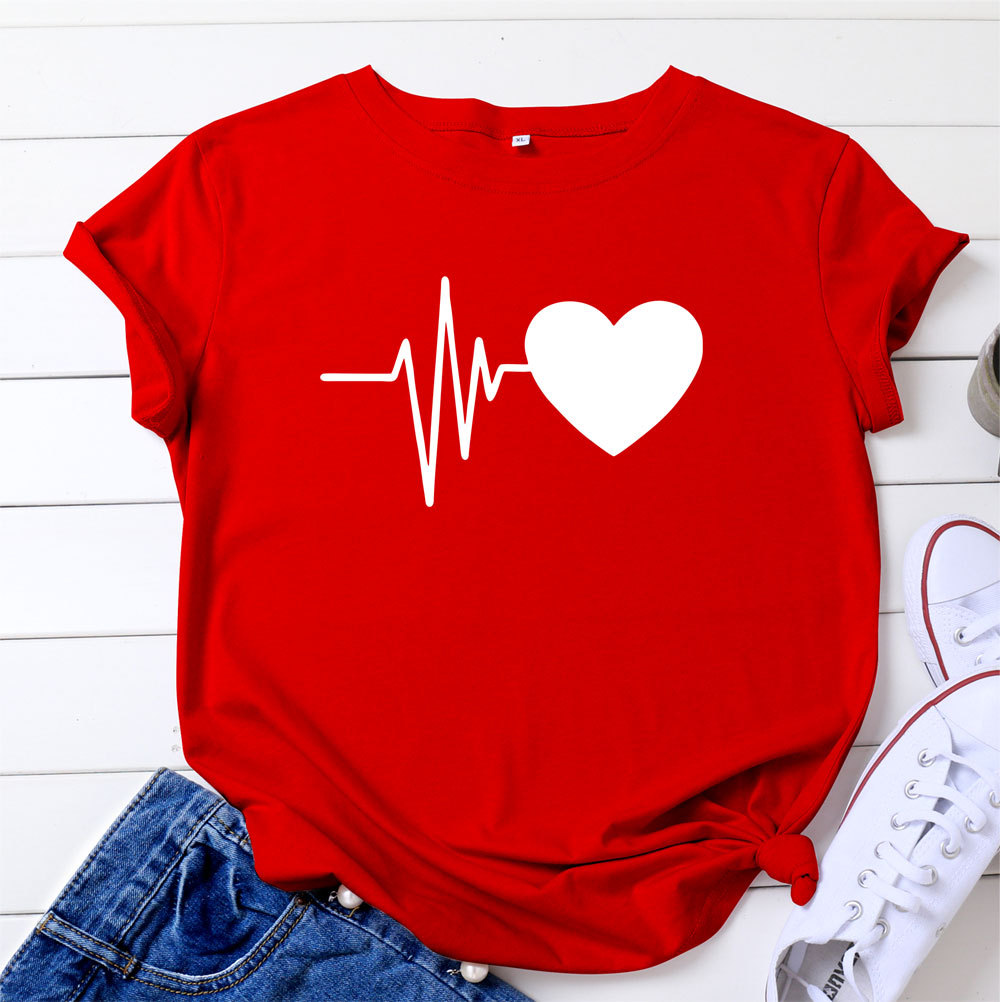 Heart Rhythm Print Women's Cotton T-Shirt | ARKGET