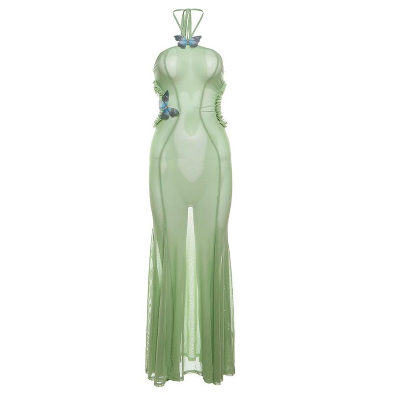 Butterfly applique backless v neck maxi dress main image 1