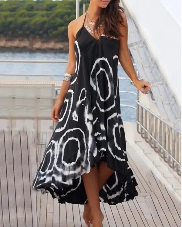 asymmetry floral v neck maxi dress p116924