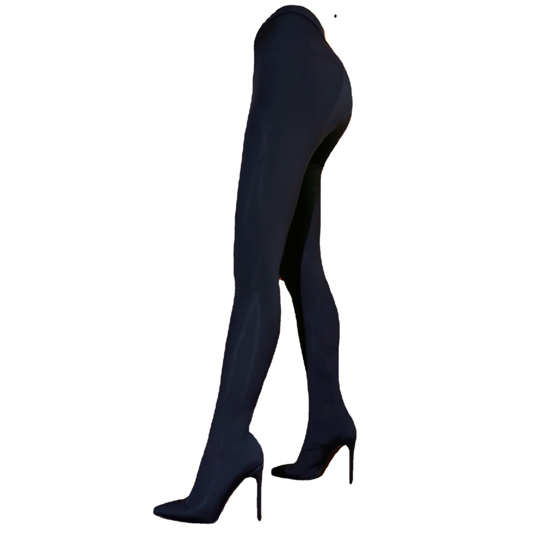 TAAFO Wide Fit Stretch Women's Pants Boots Thigh High Stiletto Thin Heels Trousers Booties Ladies Skintight Shoes