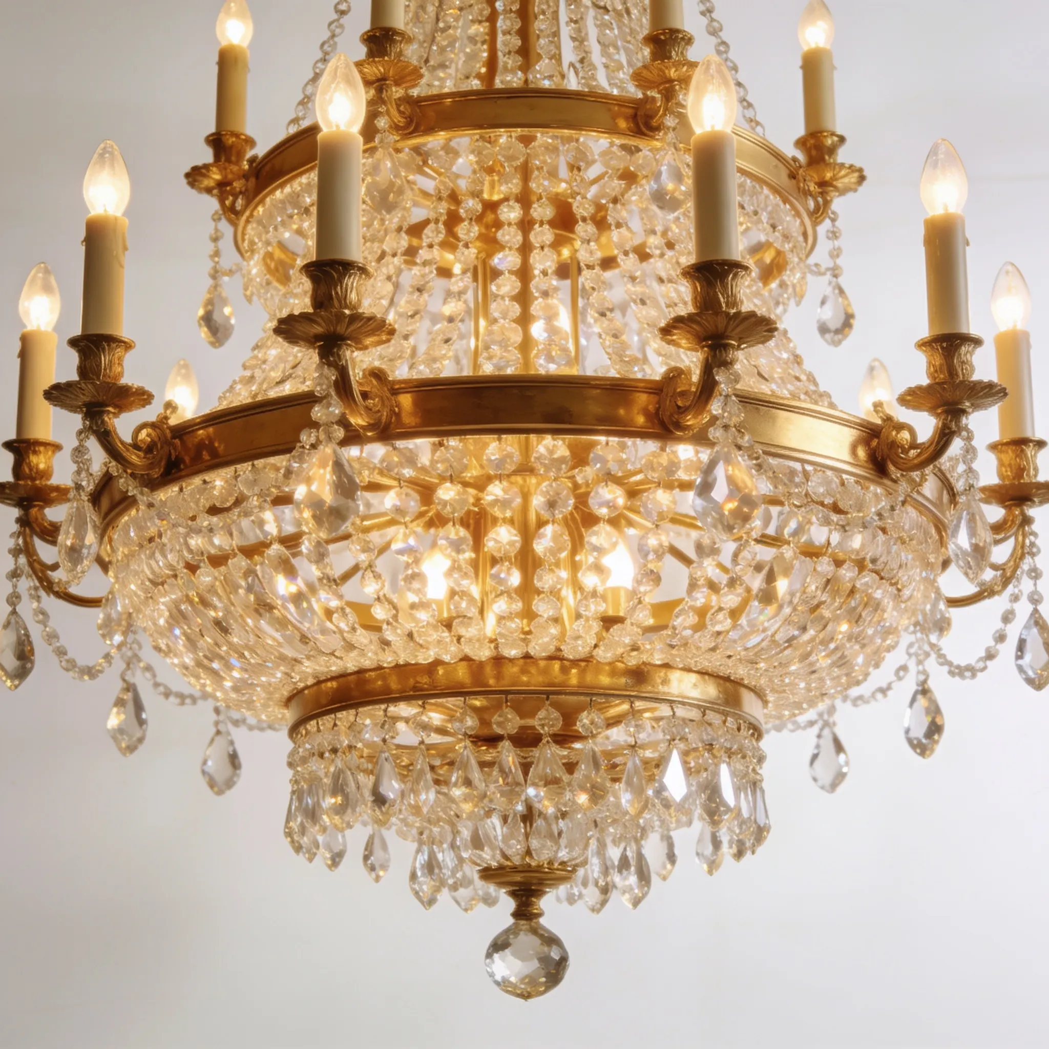 French Luxury Crystal Chandelier - Grand Gold Candle Pendant Light