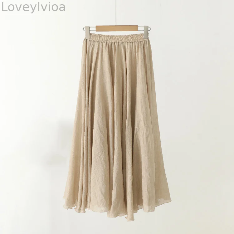 Elastic Waist Solid Color Casual Comfy Skirt