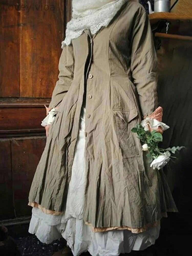 Vintage Solid Button Down Pocket Comfy Jacket