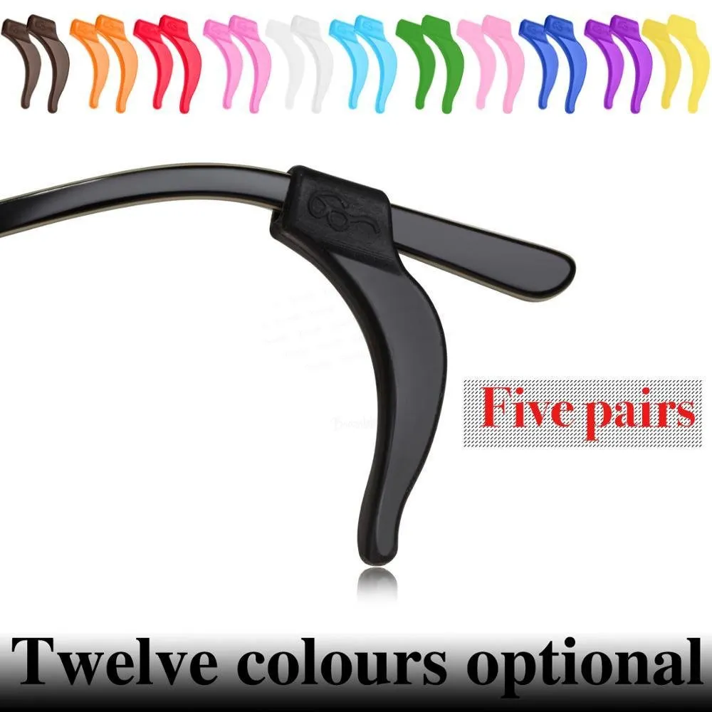 5 Pairs Solid Colour silicone anti-slip eyeglasses holder for children sunglasses or reading glasses ear grip hooks 12 colors dianjiang ARY