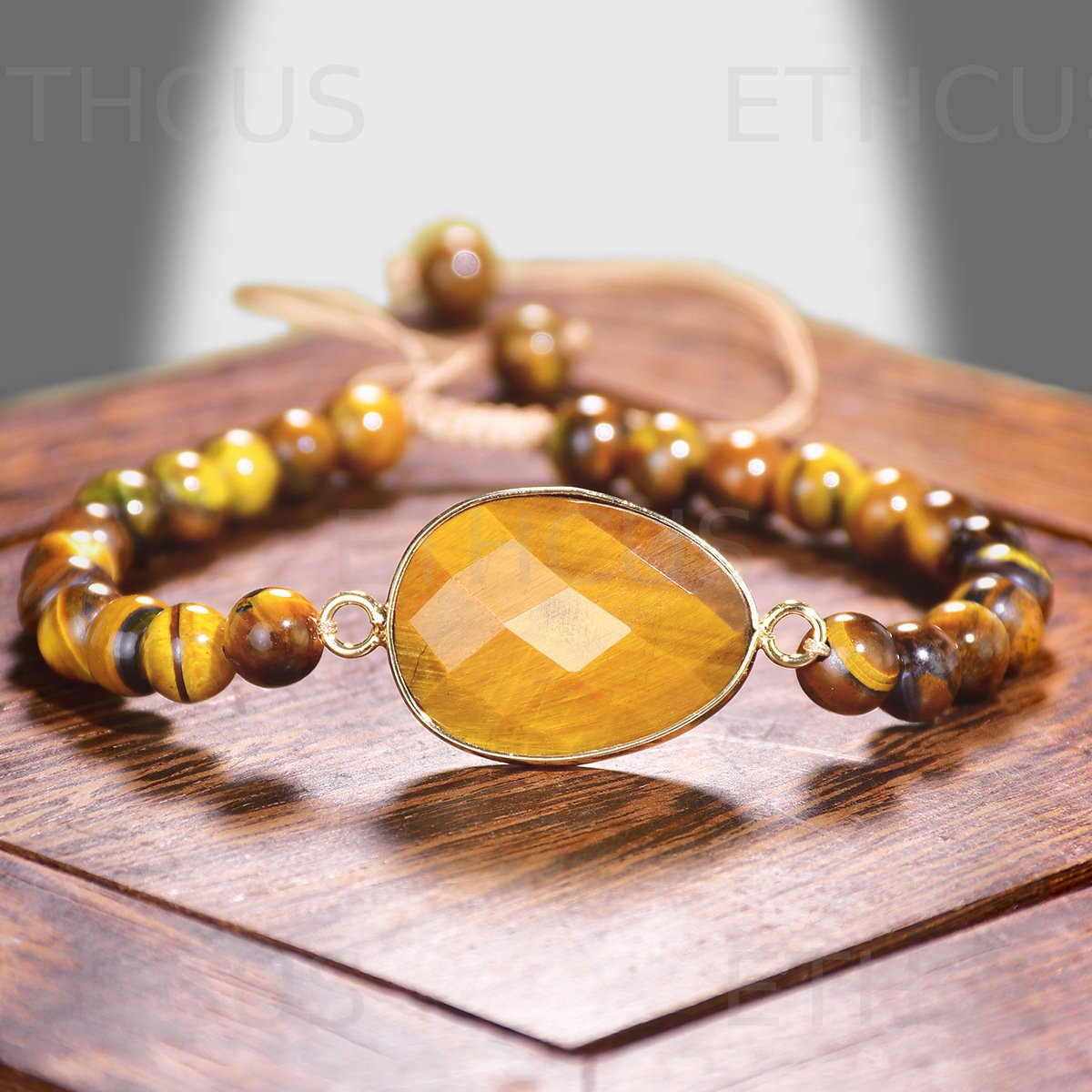 Multi-Faceted Natural Stone & Crystal Beaded Bracelet (Adjustable)