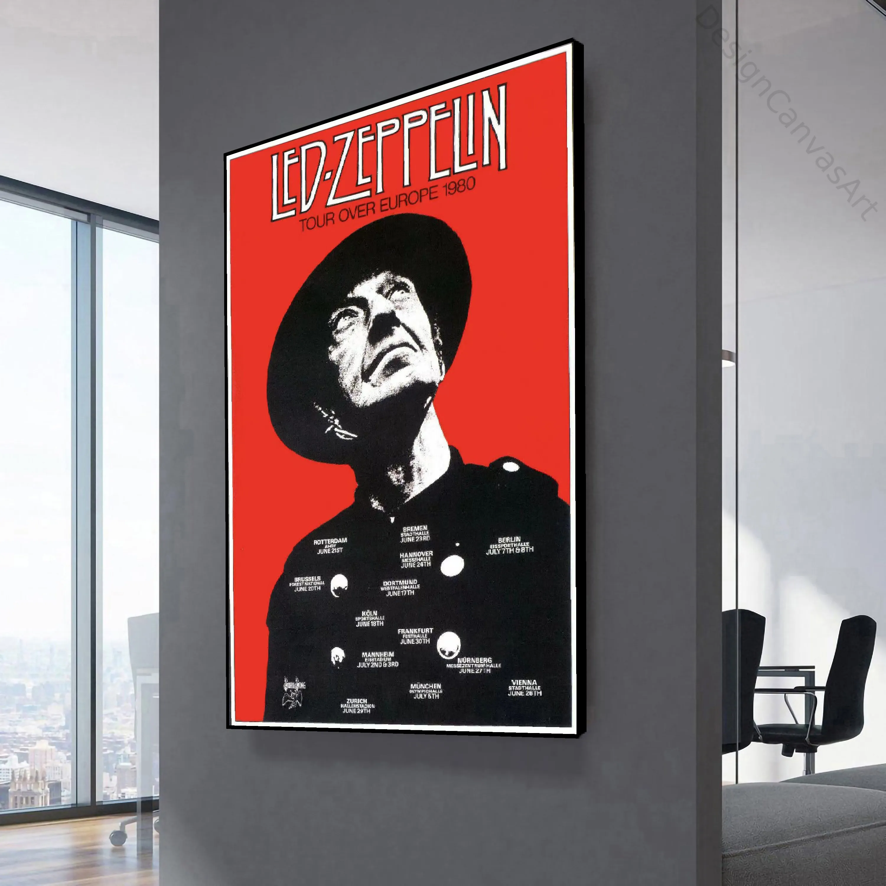 Led Zeppelin 1980 Tour Canvas | Europe Concert Art