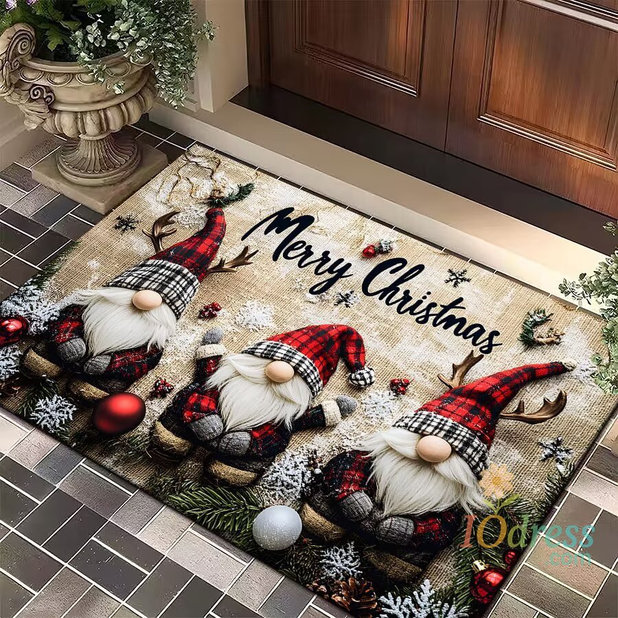 IO Dress VIKAMA2025 Christmas Welcome Doormat, Durable and Easy to Clean, Entryway Door Mat, Holiday Decorative Floor Mat, Home Decor