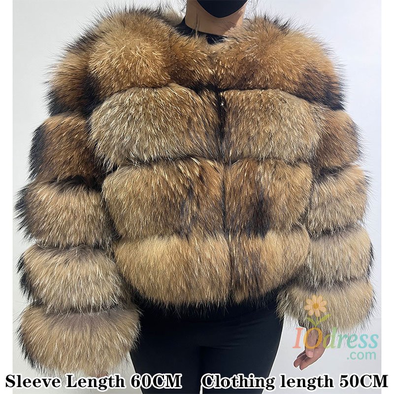 IO Dress 2025 Maomaokong Real Fur Coat Women Natural Raccoon Fur Jacket Female Winter Warm Fox Fur Coat High Quality Long Sleeve With Hat