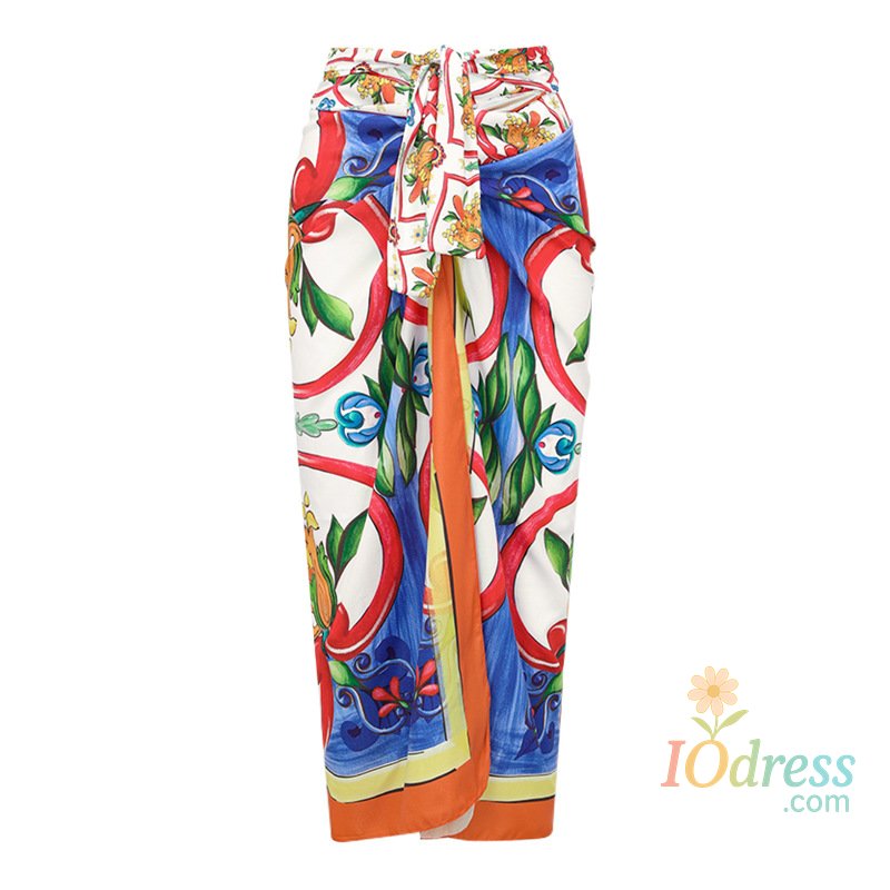 IO Dress Women's Vintage Off Shoulder Printed Bikini Set, Swimsuit, Beachwear, Bathing Suit, Summer Swimwear, New