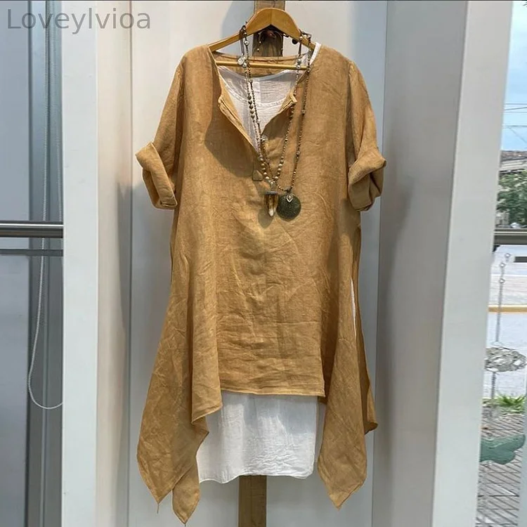 Comfortable Casual Irregular Hem Henry Neck Long Sleeved Shirt