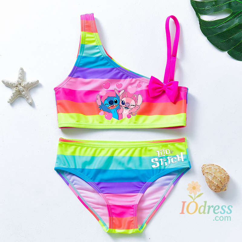 IO Dress Lilo Stitch Girls Swimwear Tankini Swimsuits Summer Beachwear Children Bathing Suits Two-pieces Fashion Kid Bikini Swimsuits