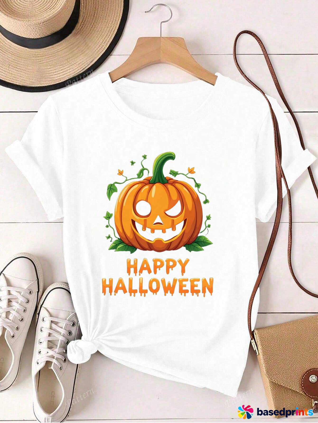 Happy Halloween Pumpkin T-Shirt Women Casual Short Sleeve Tee Tops