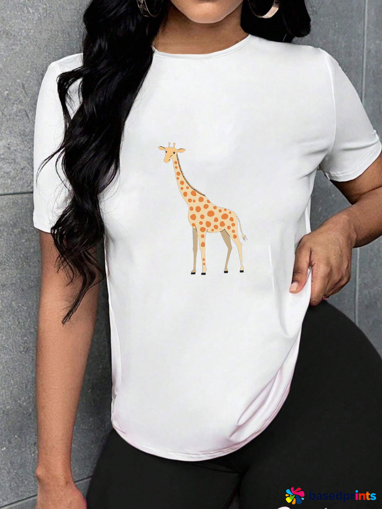 White Short Sleeve Giraffe Print T-Shirt
