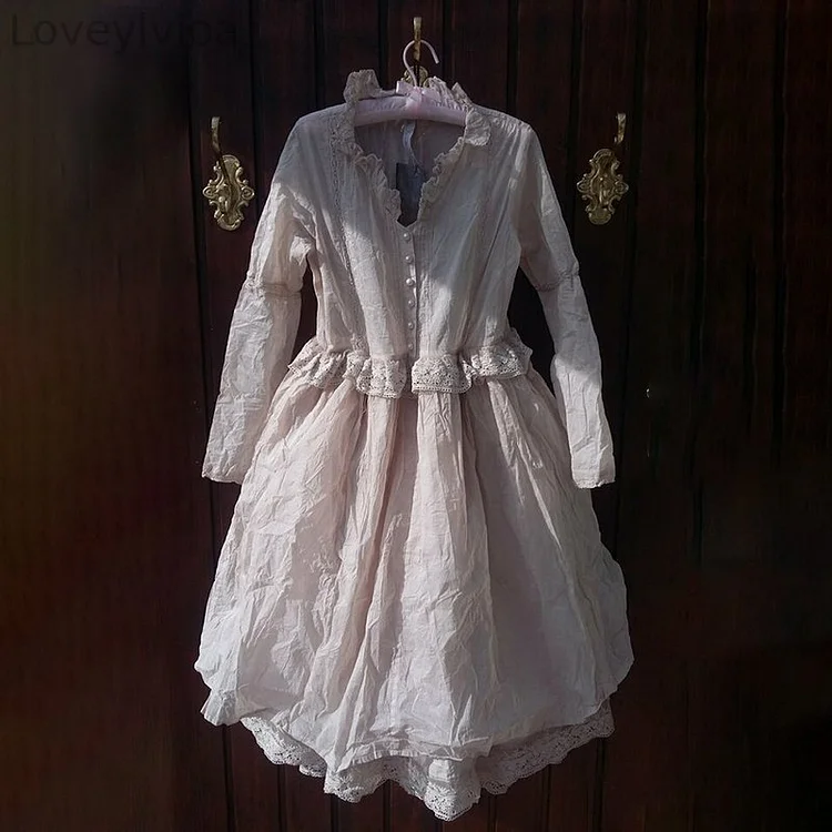 Vintage Lace Flounce Linen Cotton Comfy Maxi Dress