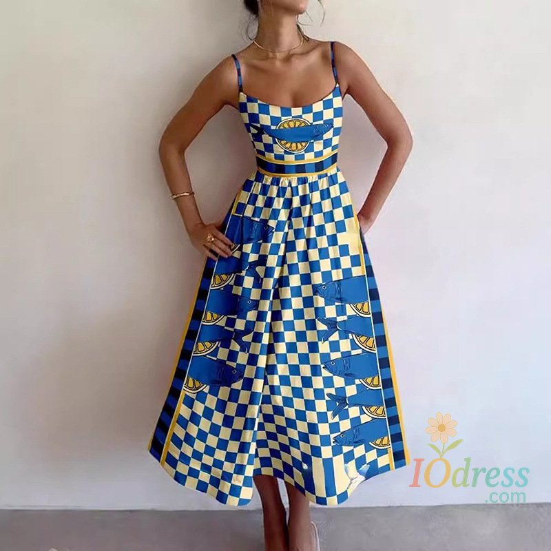 IO Dress Women Print Bodycon Dress Sling Cold Shoulder High Waist A-line Maxi Dresses Beach Party Gowns Casual Vestidos Summer 2025 Robe