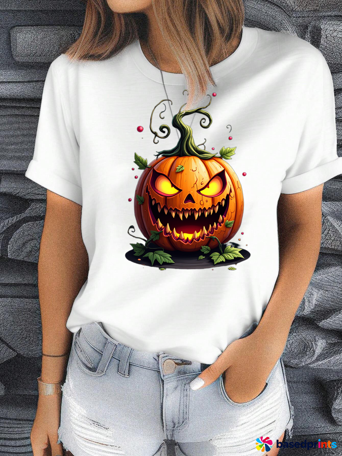 Halloween Pumpkin Graphic Tee Shirt Women Casual Tshirt