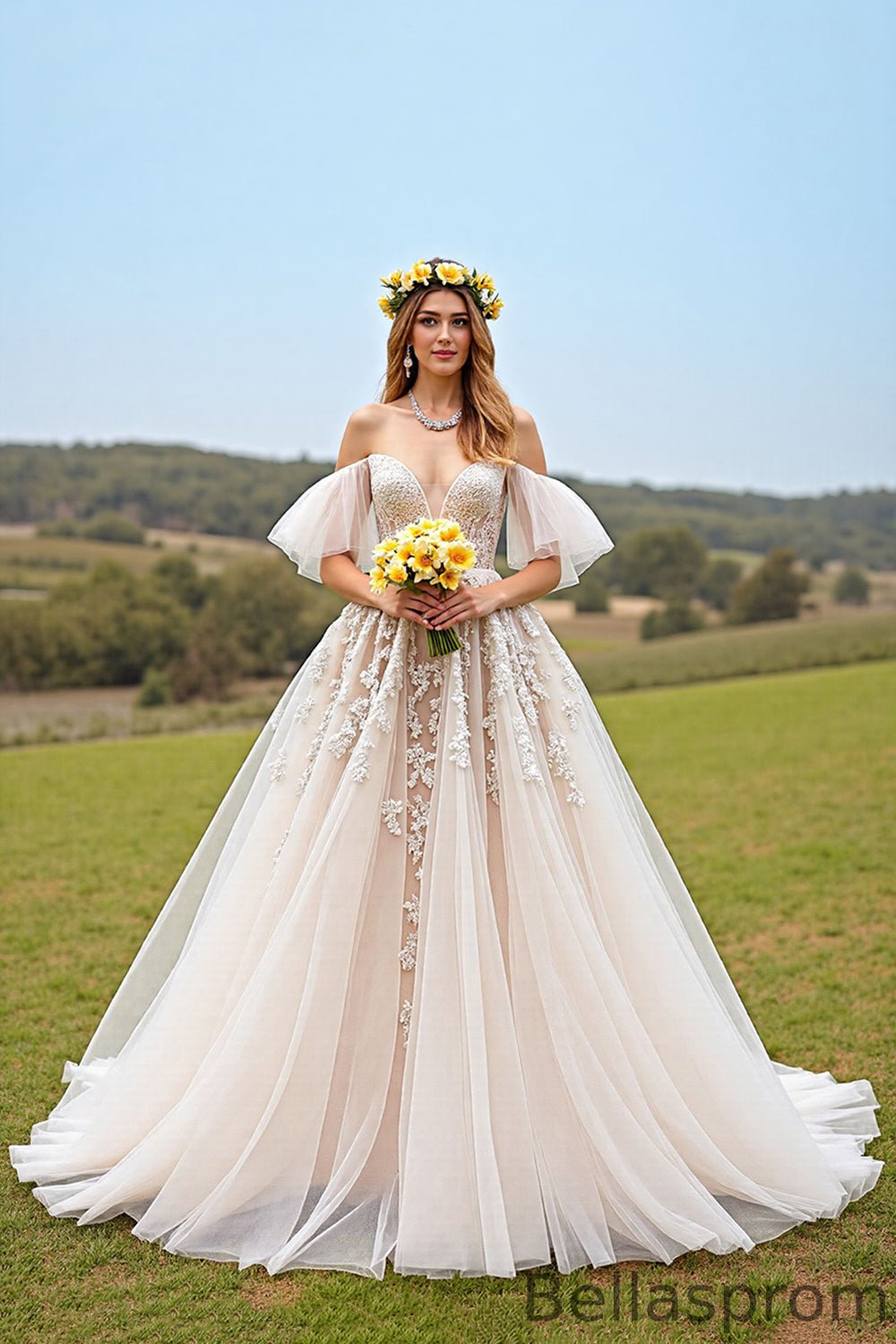 white christmas dresses Chic Champagne Sweetheart A-line Detachable Wedding Dress main image 0
