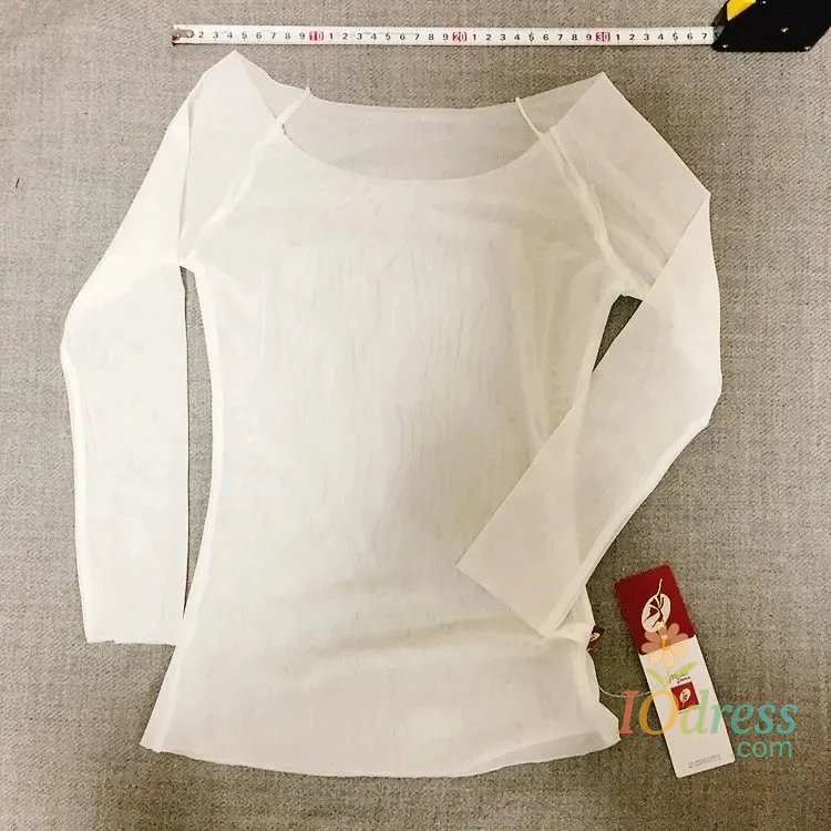 IO Dress Classical Clothes Gauze Adult Practice 3/4 Long Sleeve Ballet Mesh Top Dance Costumes