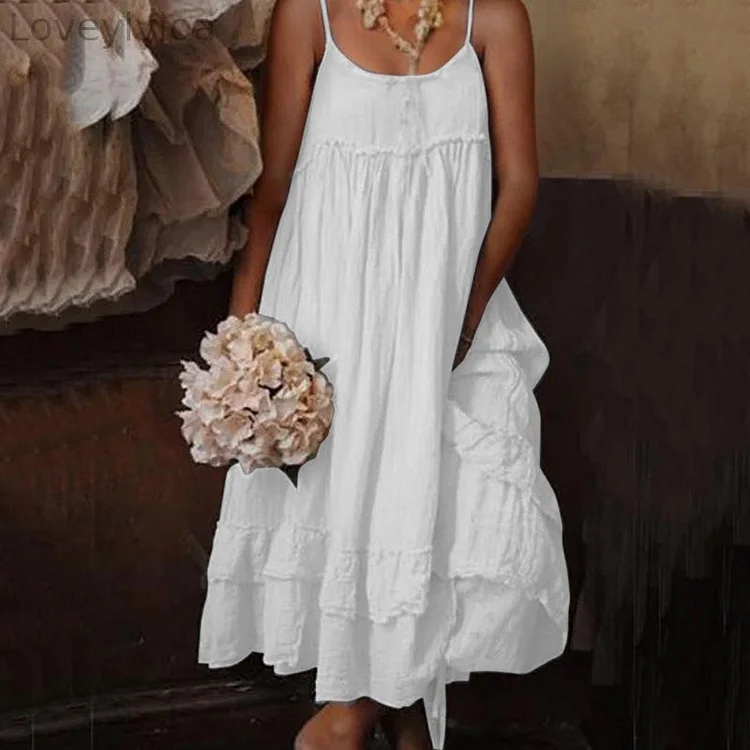 Double Layered Sleeveless Midi Dress
