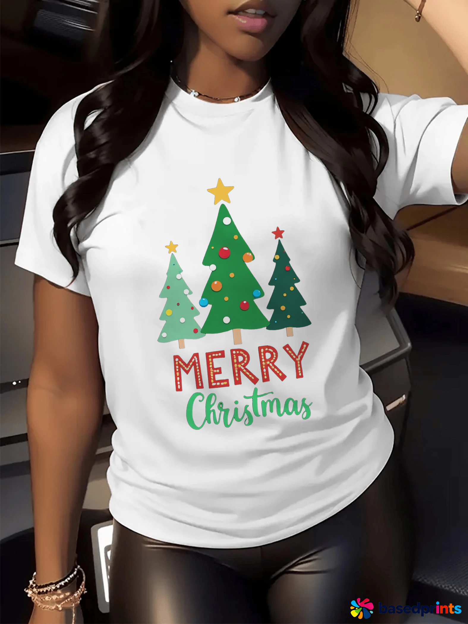 Christmas Tree T-Shirt Women's Short Sleeve Casual Tee