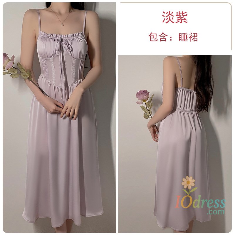 IO Dress Summer fashion women's clothing long British style lace pattern tie up 2024 new silk patchwork long sleeved elegant dress R4L4