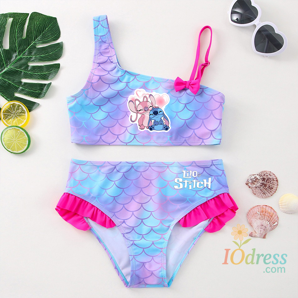 IO Dress Lilo Stitch Girls Tankini Swimsuits Summer Beach wear Children Kids Wear Bathing Suits Two-pieces Bikini Dresses Fashion