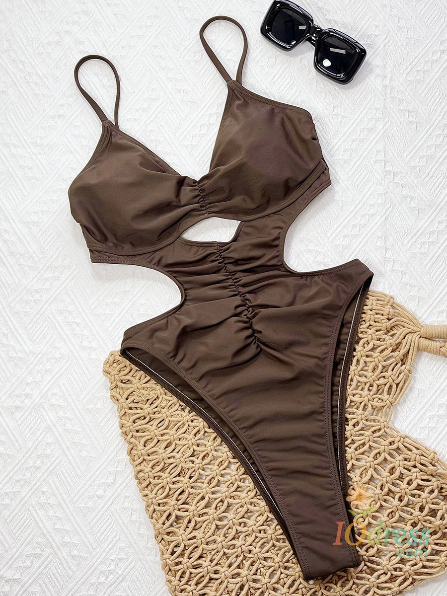 IO Dress 2025 Sexy Wrinkled Cut Out Backless Women Swimwear One Piece Swimsuit Female High Leg Cut Bather Bathing Suit Swim Beachwear