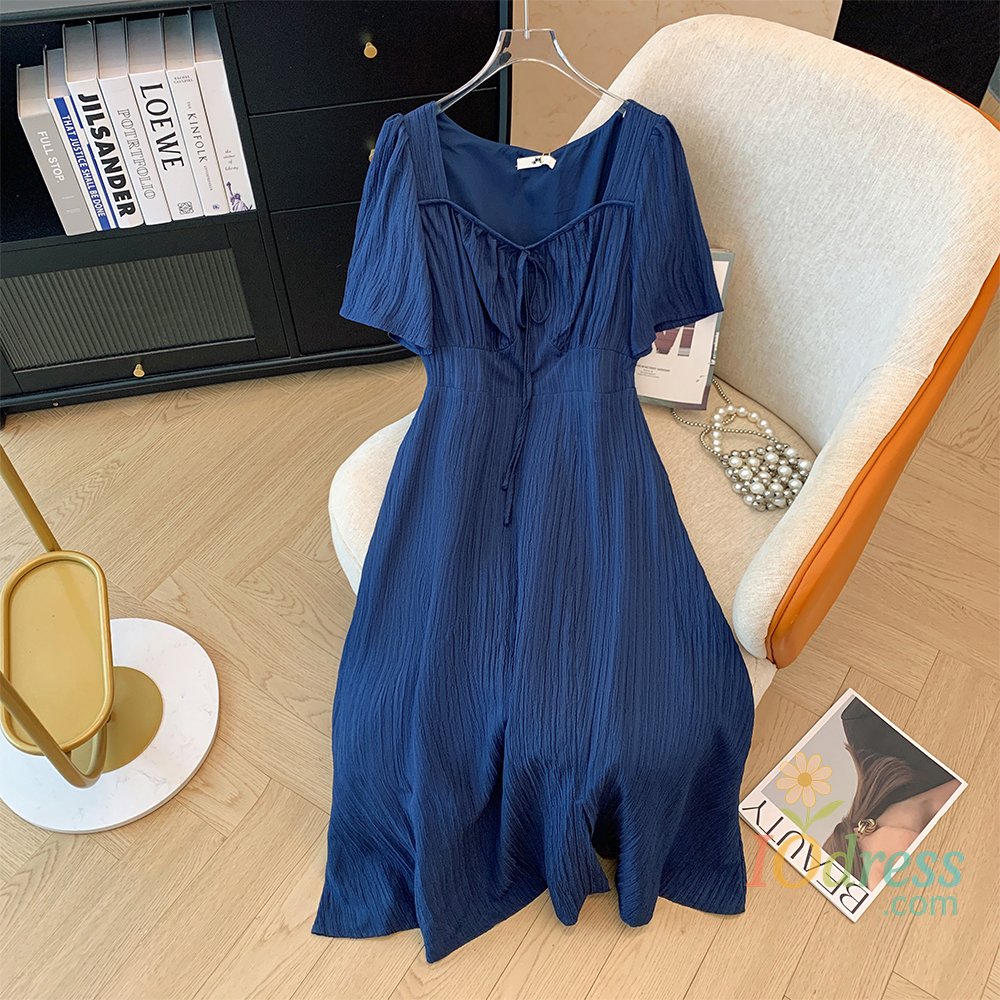 IO Dress Plus size women's summer casual dress Ice Silk pit strip fabric loose comfortable breathable party dress bow lace embellishments