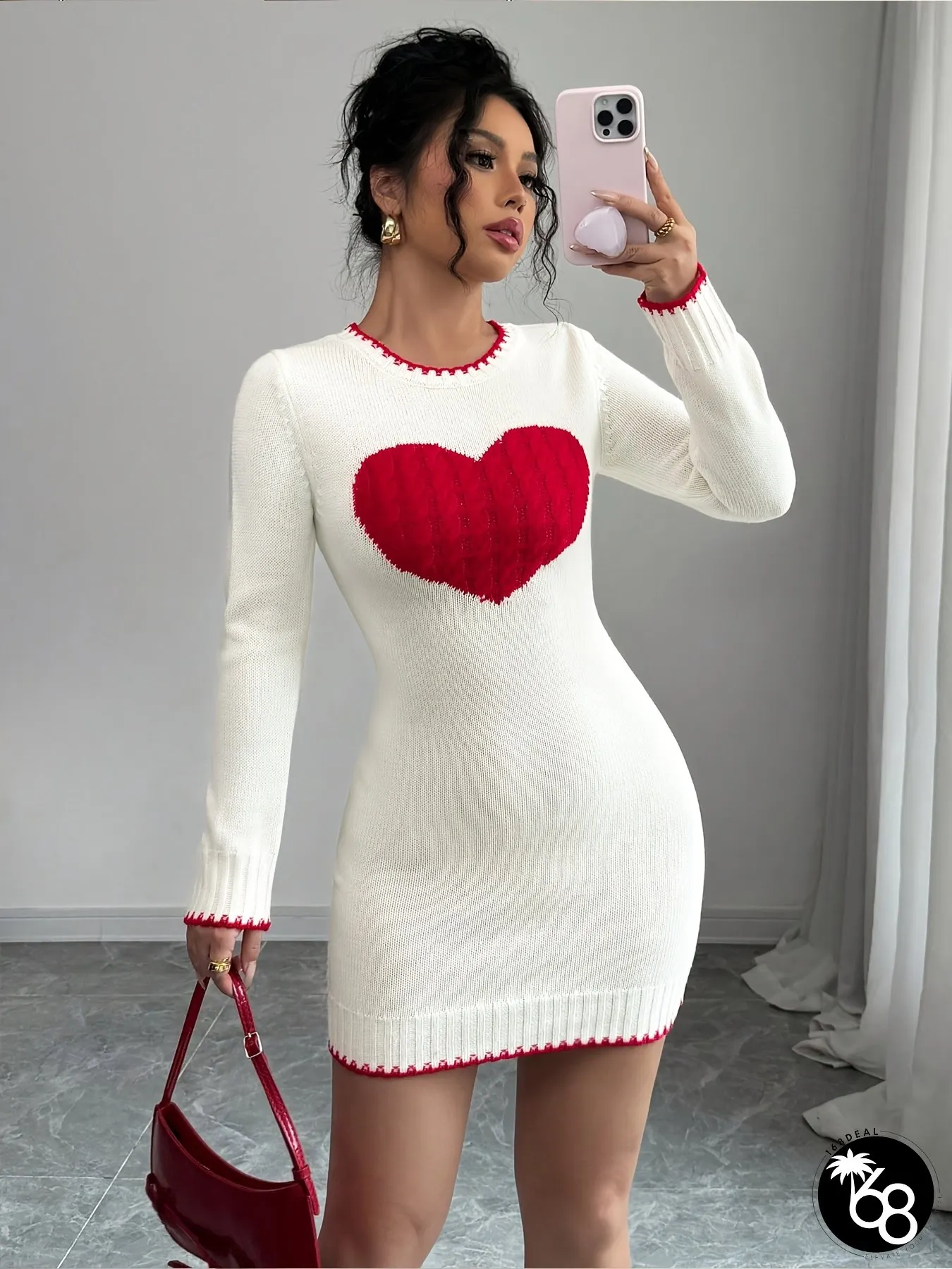 New Fashion Heart & Color Block Sweater Dress For Valentine's Day Spring/Summer 2025 | 168DEAL