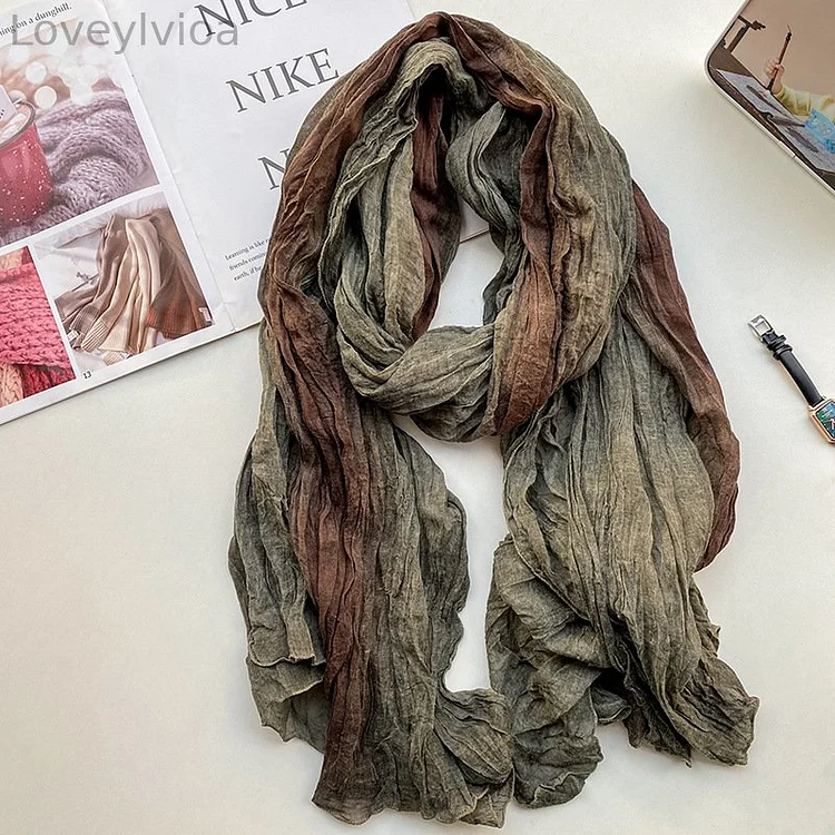 Vintage Cotton Linen Retro Comfy Shawl