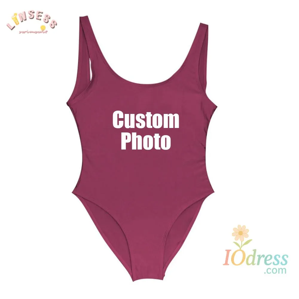 IO Dress Bachelorette Swimsuit Custom Photo Face Swim Suits Personalized Bathing Suit Bride Squad Swimsuit Funny Suits One Piece Swimwear