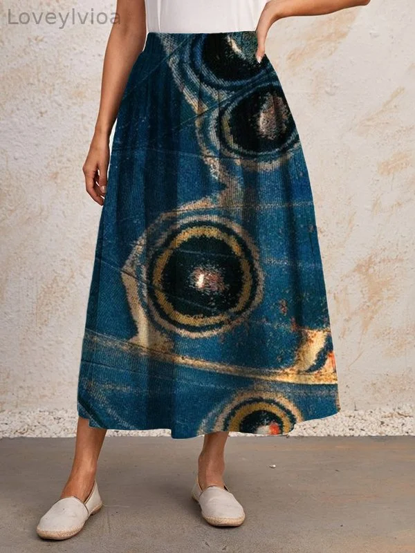 Women's Butterfly Wing Art Print Elastic Waist Casual Skirt?