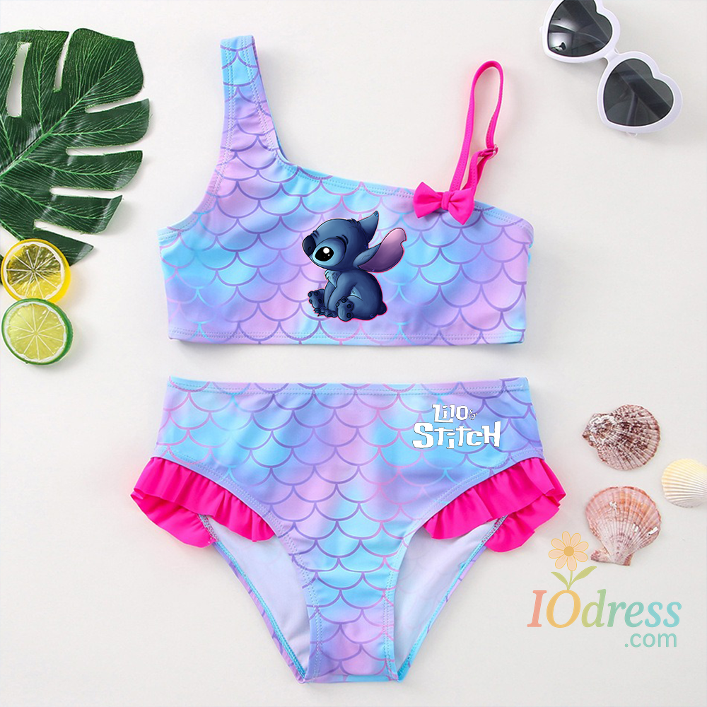 IO Dress Lilo Stitch Girls Tankini Swimsuits Summer Beach wear Children Kids Wear Bathing Suits Two-pieces Bikini Dresses Fashion